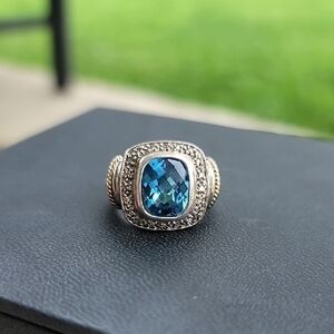 Blue Topaz and 925 Silver & 14kt Gold Women's Ring 7 US